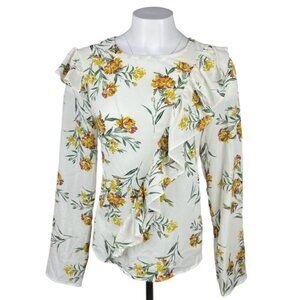 JUNE & HUDSON Floral Ruffle Blouse Sz Medium
